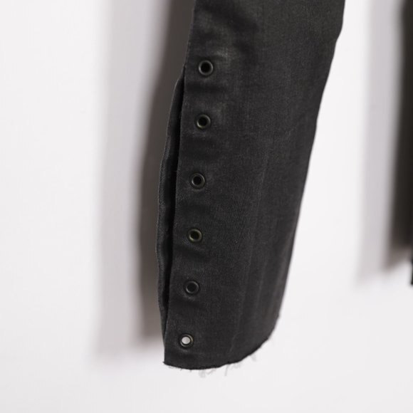 Free People Skinny Moto Raw Hem Button Fly Jeans with Slit Grommet size 24 - Picture 8 of 10